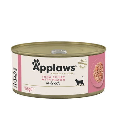 Applaws Tuna Fillet with Prawn in Broth Wet Cat Food 156g Tin - 156G
